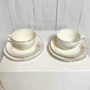 Vintage Sterling China Teacups, saucers and bread and butter plates 6 pieces